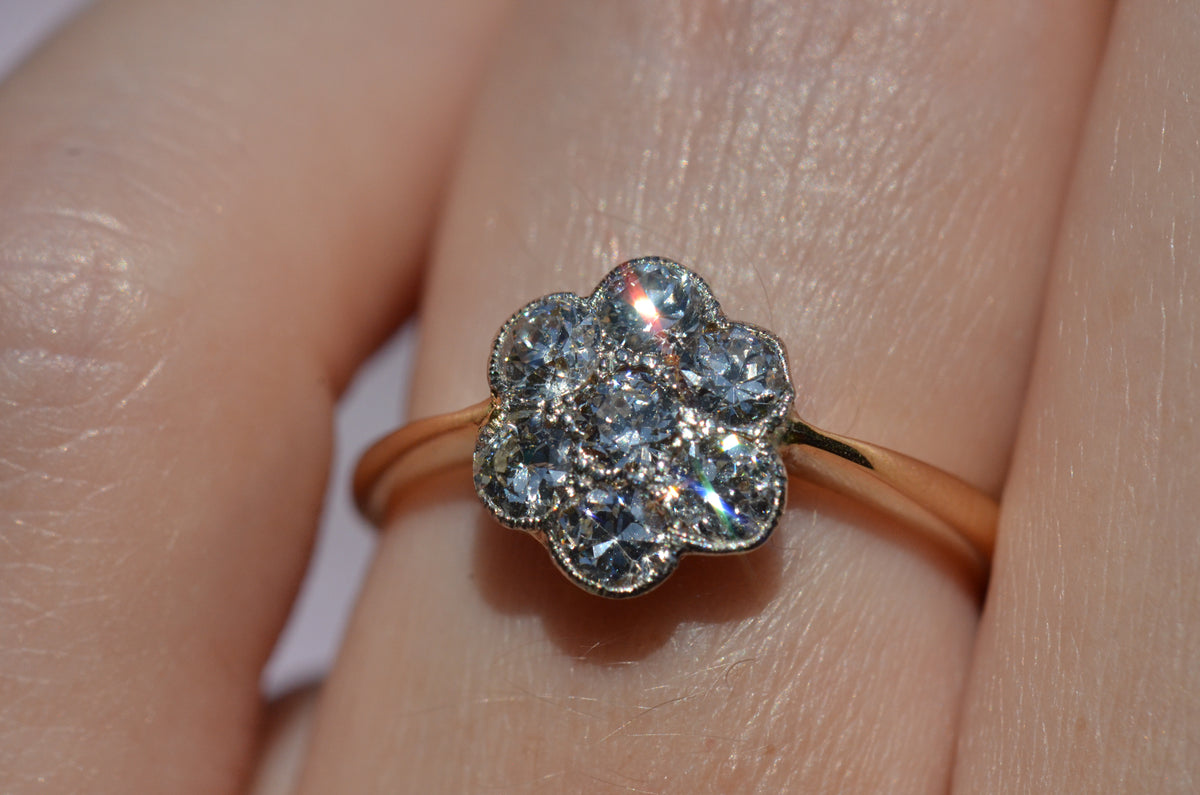 Elegant Vintage Diamond Daisy Ring