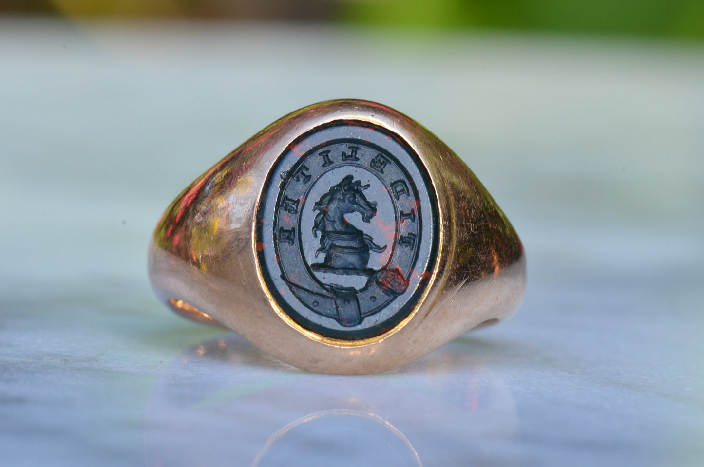 Crisp Bloodstone "Faithfully" Signet
