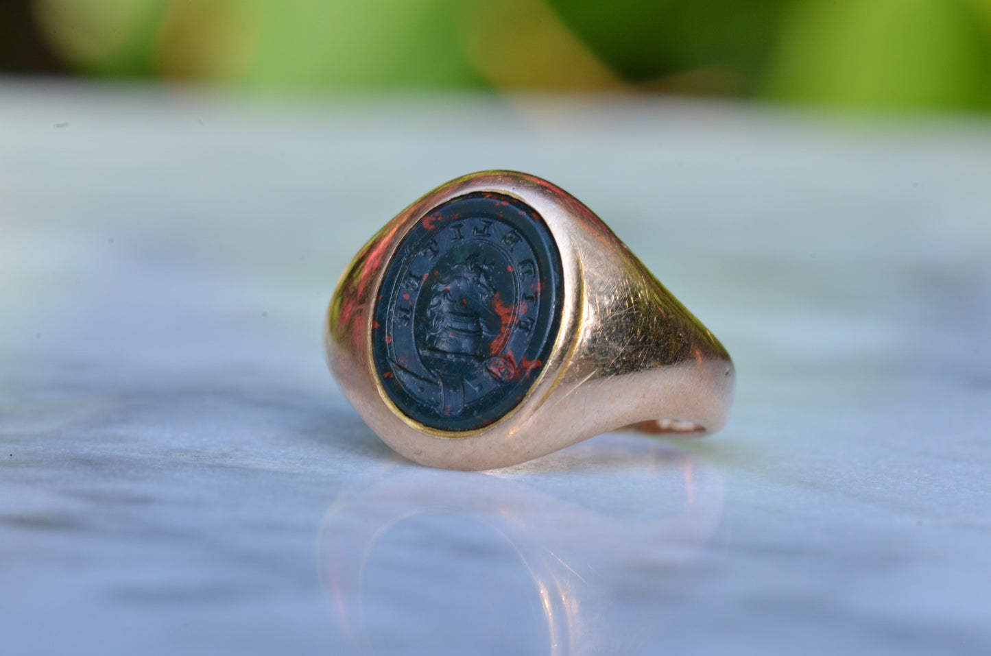 Crisp Bloodstone "Faithfully" Signet