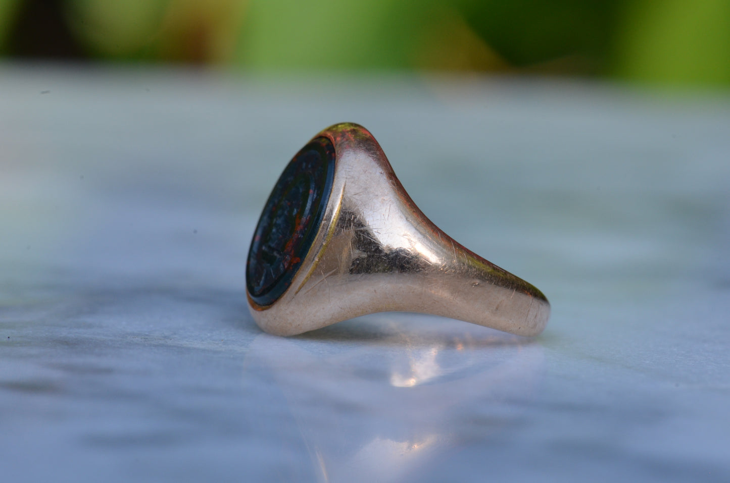 Crisp Bloodstone "Faithfully" Signet