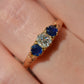 Dazzling Antique Sapphire and Diamond Trilogy Ring