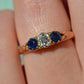 Dazzling Antique Sapphire and Diamond Trilogy Ring