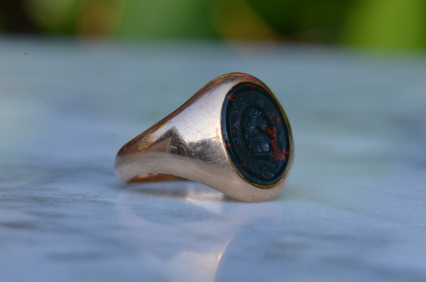 Crisp Bloodstone "Faithfully" Signet