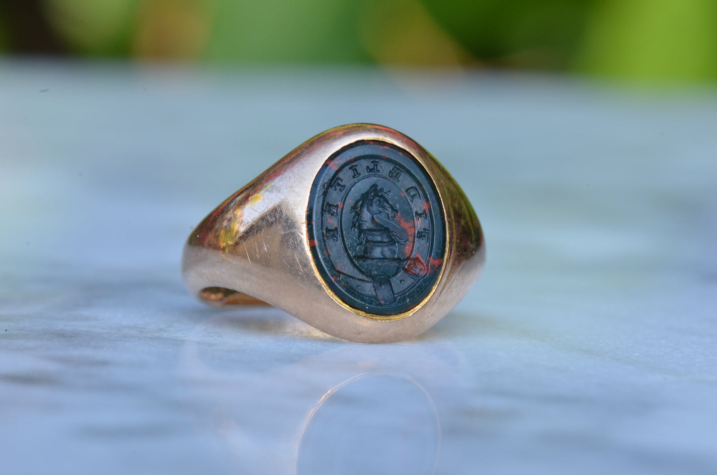 Crisp Bloodstone "Faithfully" Signet