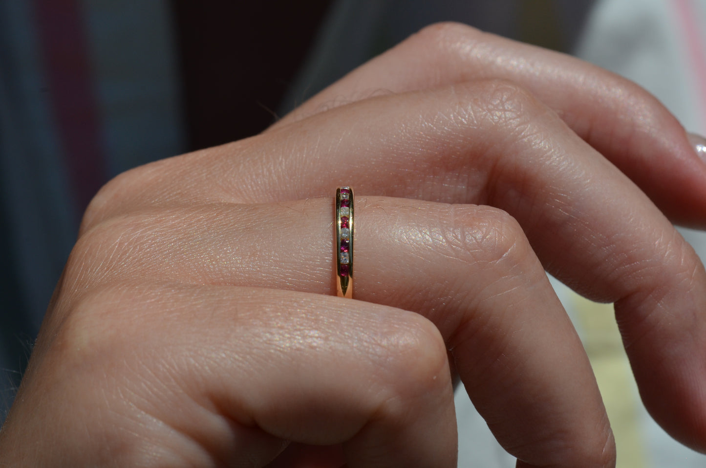Ruby and Diamond Half Eternity Band