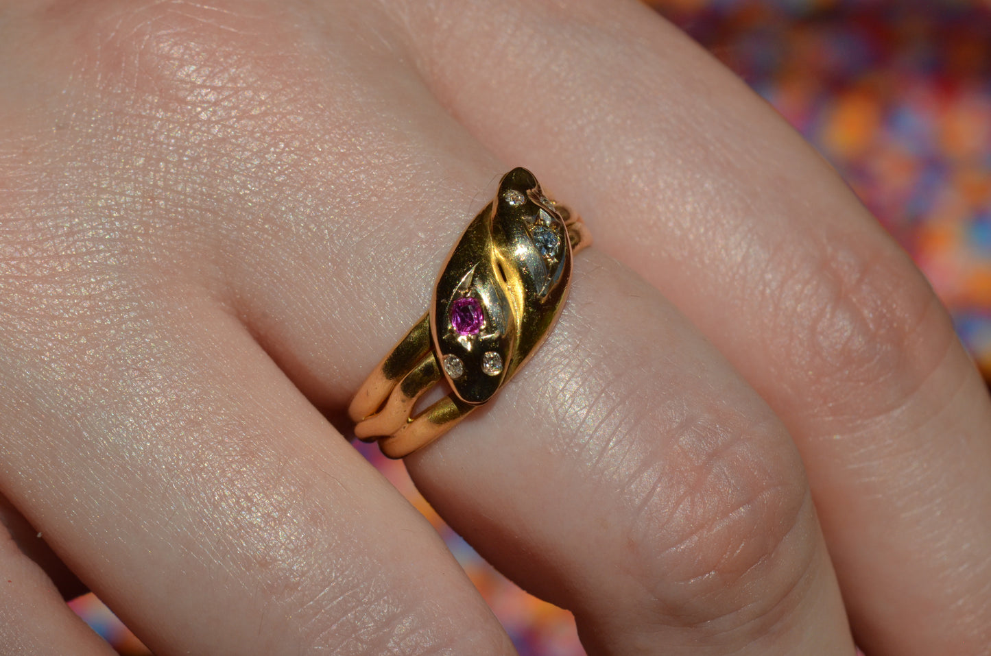 Romantic Victorian Twin Snakes Ring
