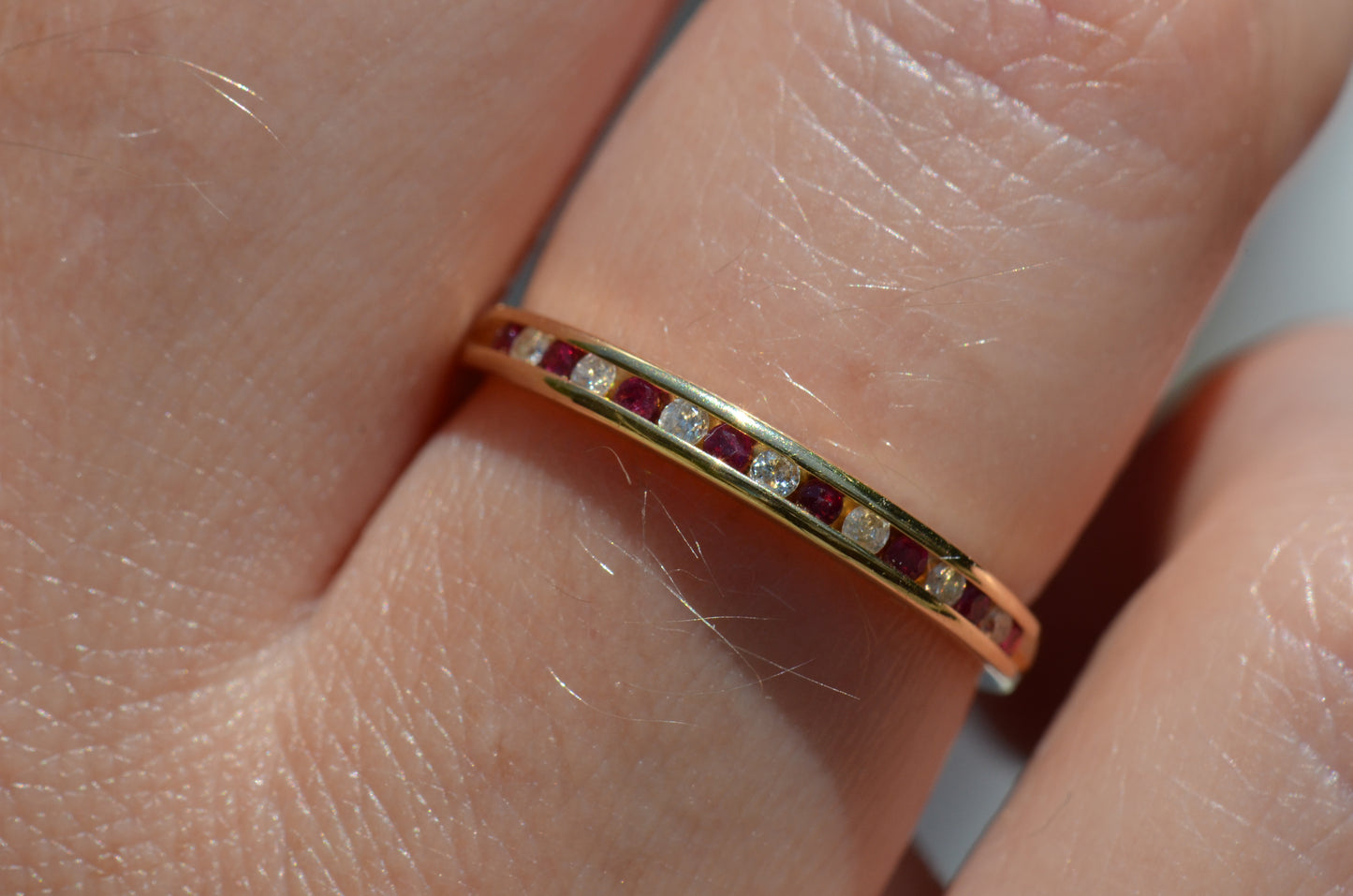 Ruby and Diamond Half Eternity Band