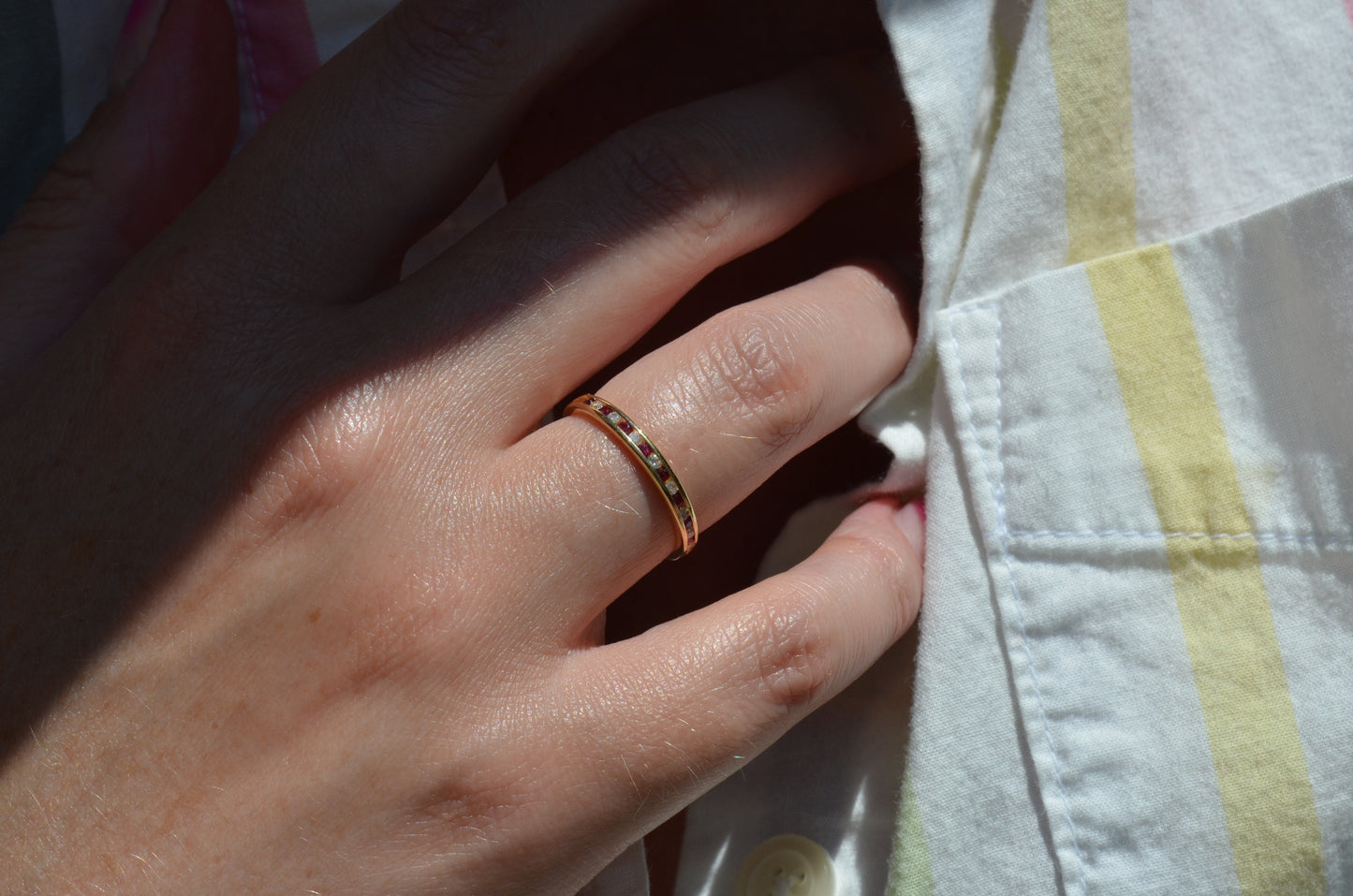 Ruby and Diamond Half Eternity Band