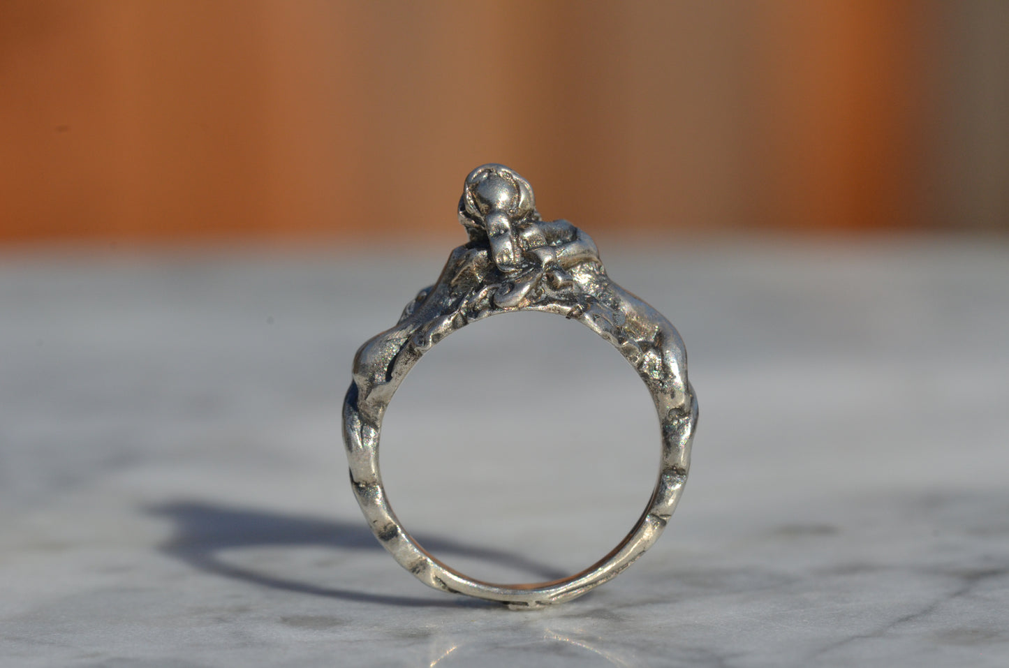 Bold Vintage Lovers' Embrace Ring