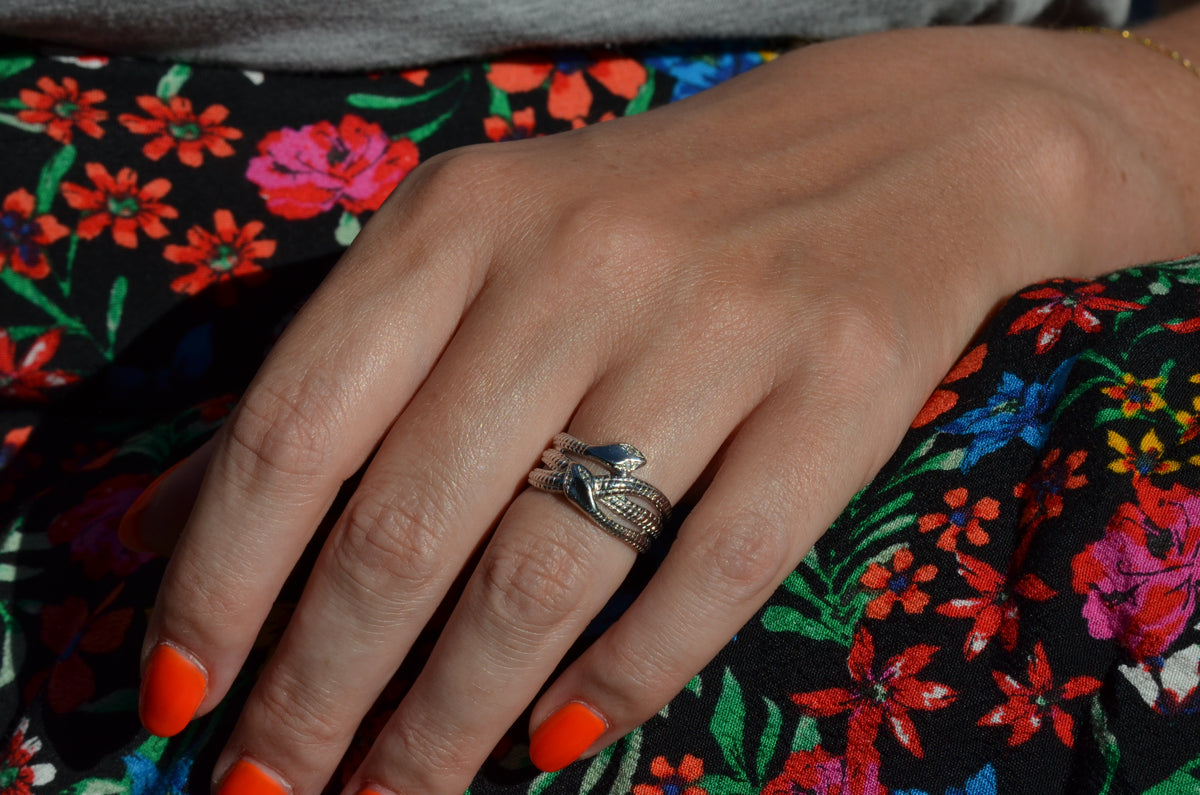 Slim Platinum Double Snake Ring