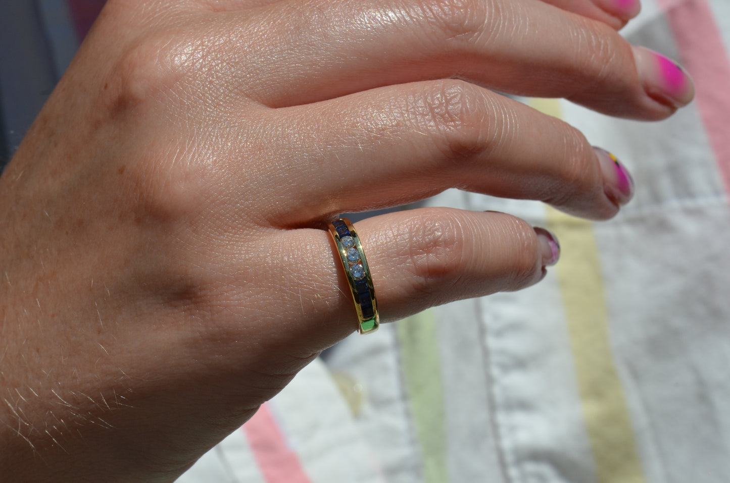 Sapphire and Diamond Half Eternity