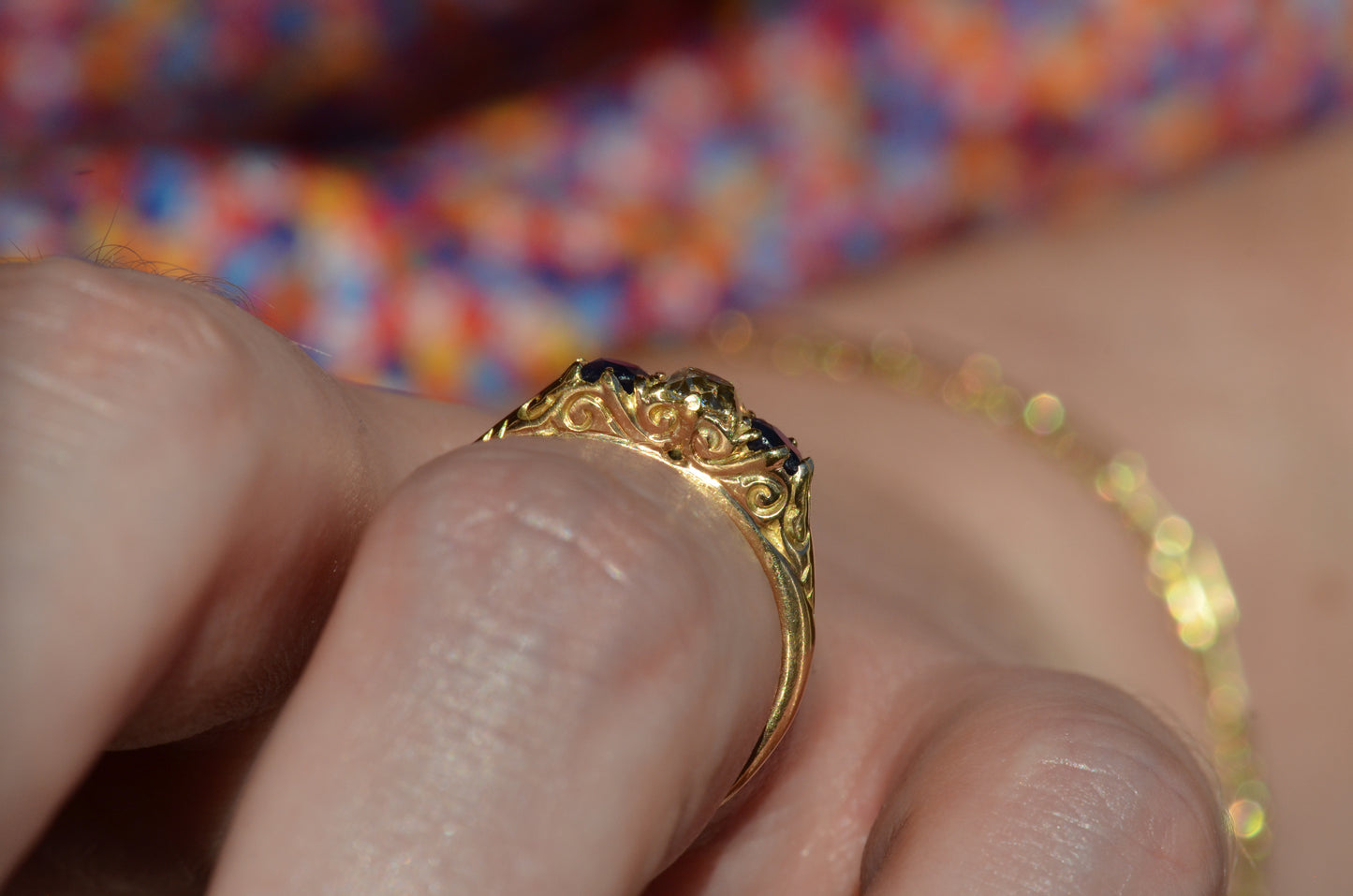 Dazzling Antique Sapphire and Diamond Trilogy Ring