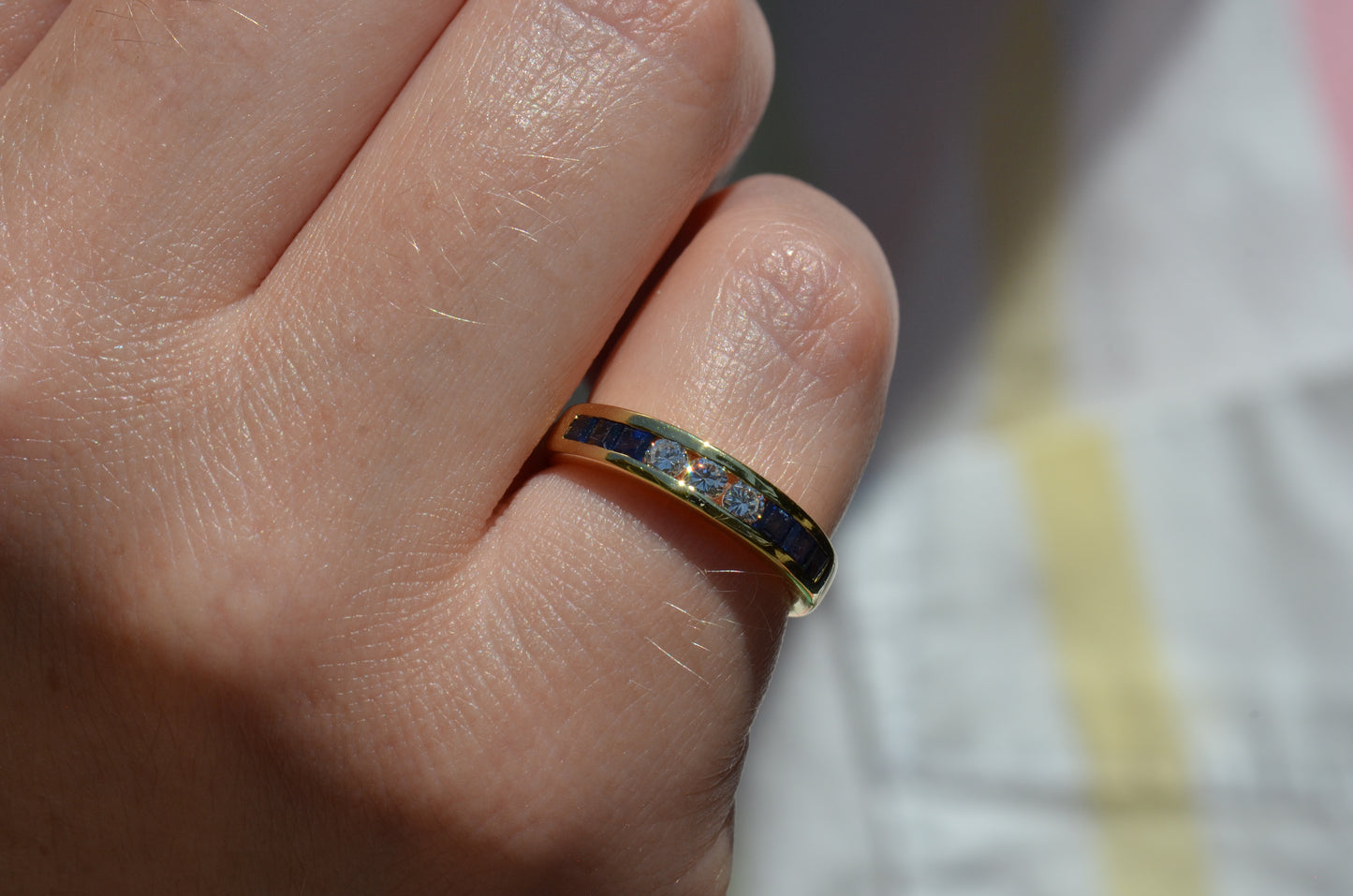 Sapphire and Diamond Half Eternity