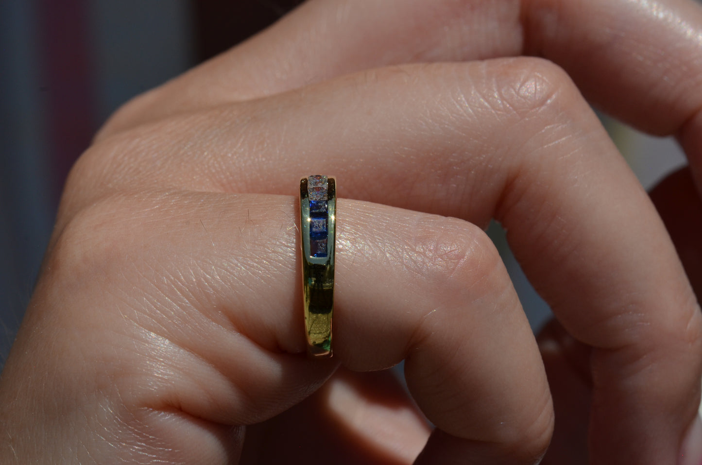 Sapphire and Diamond Half Eternity