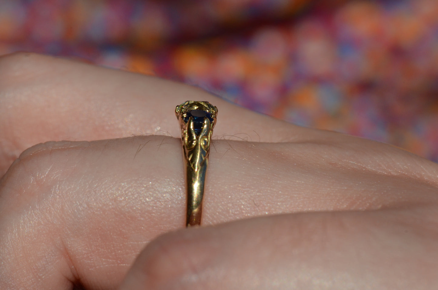 Dazzling Antique Sapphire and Diamond Trilogy Ring