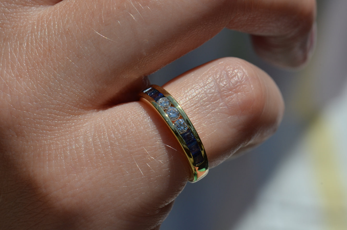 Sapphire and Diamond Half Eternity
