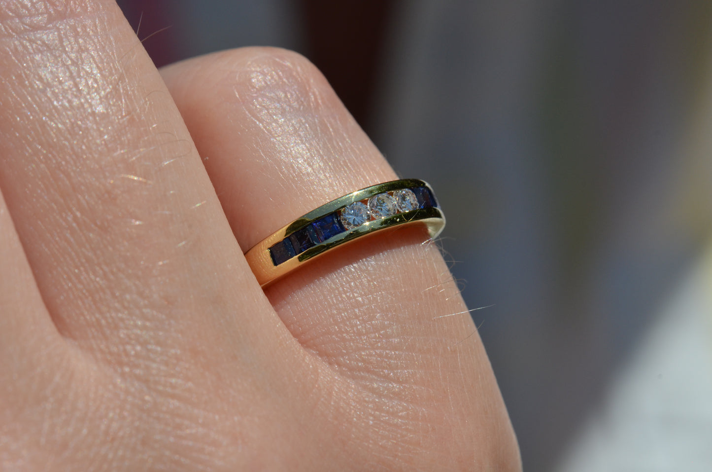 Sapphire and Diamond Half Eternity
