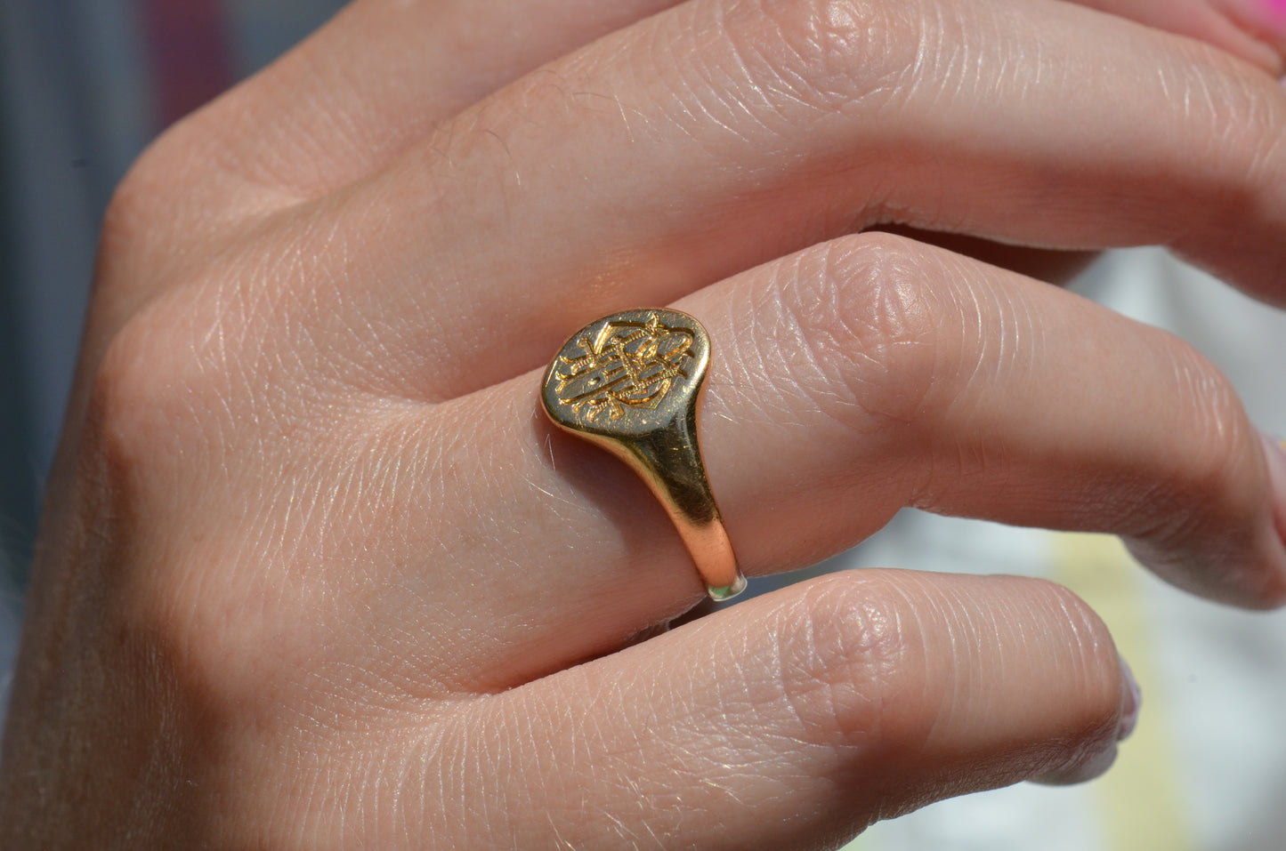 Fancy Antique Monogram Signet MRH