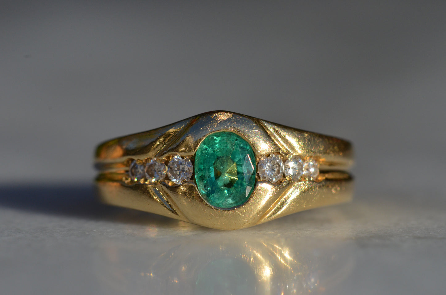 Heavy Glam French Emerald Ring