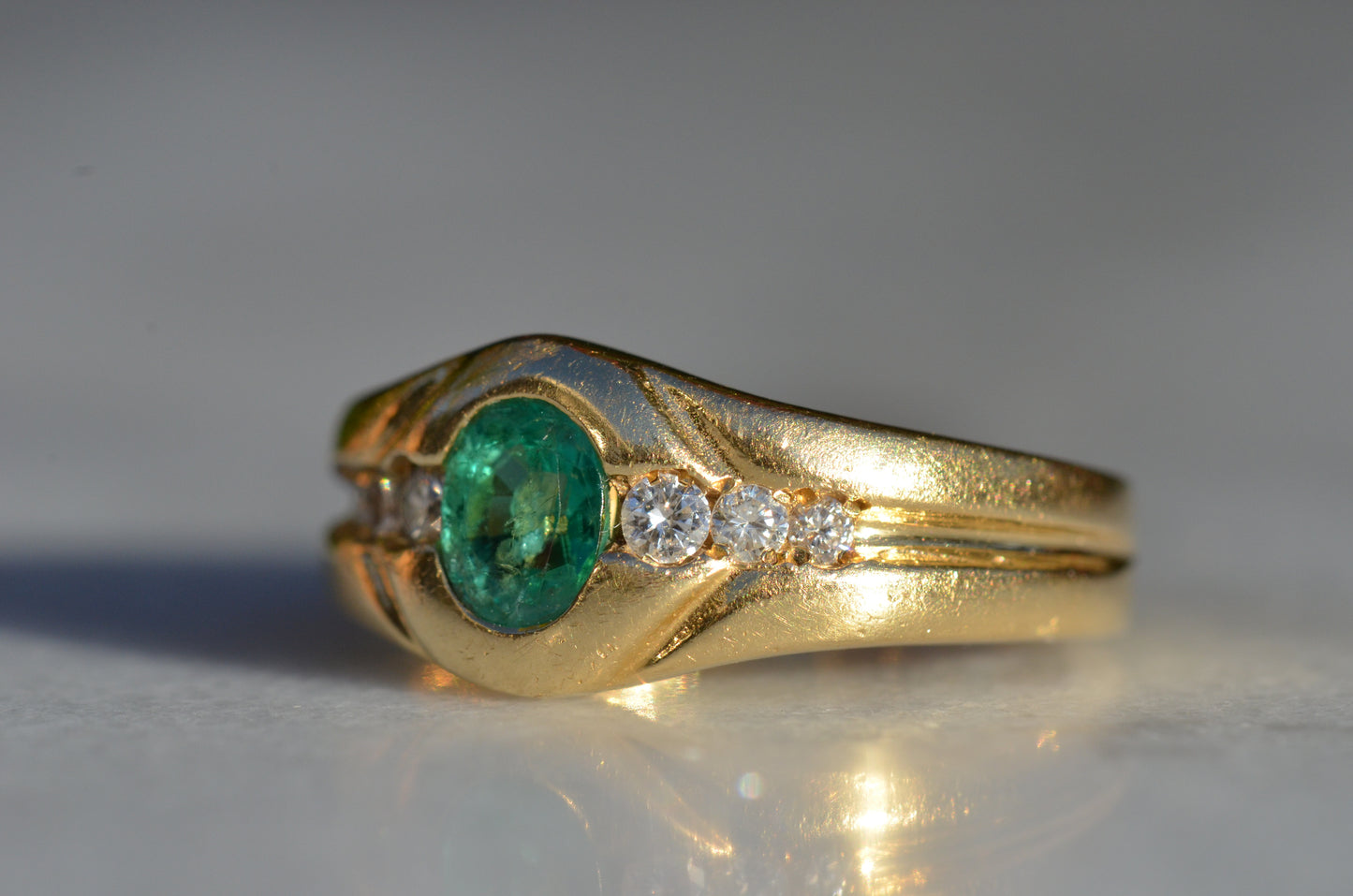 Heavy Glam French Emerald Ring