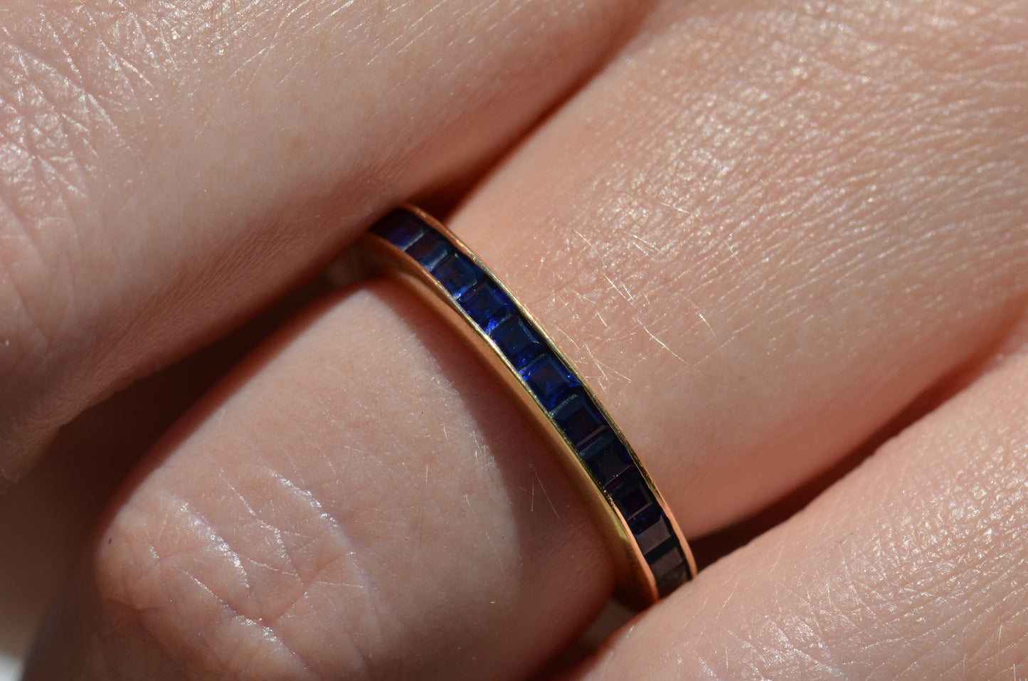 Velvety Synthetic Sapphire Eternity Band