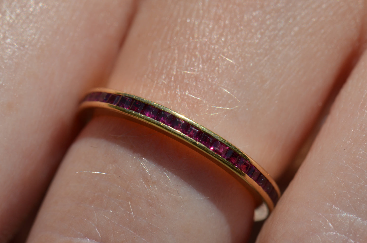 Slim Synthetic Ruby Eternity Band
