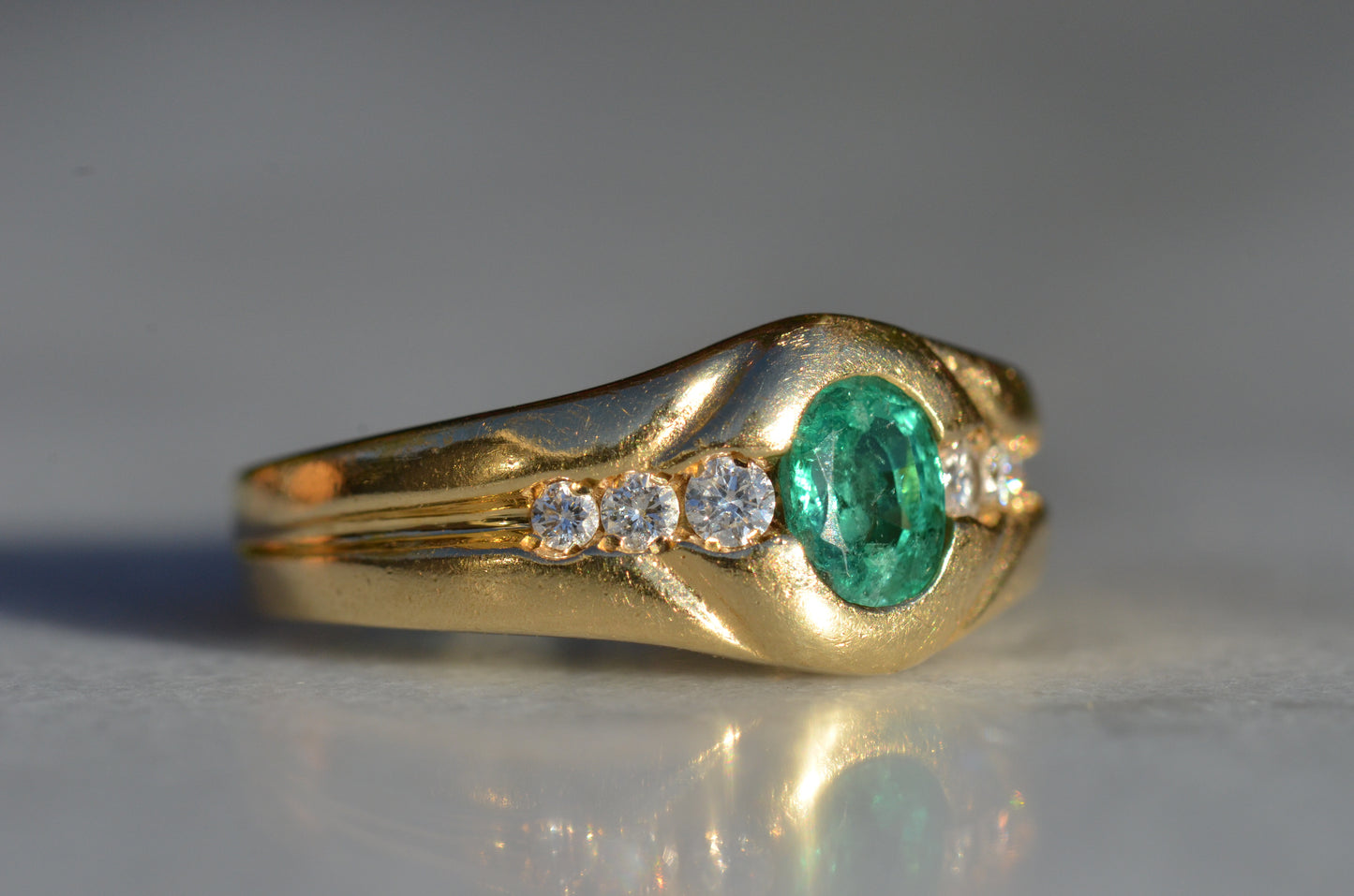 Heavy Glam French Emerald Ring