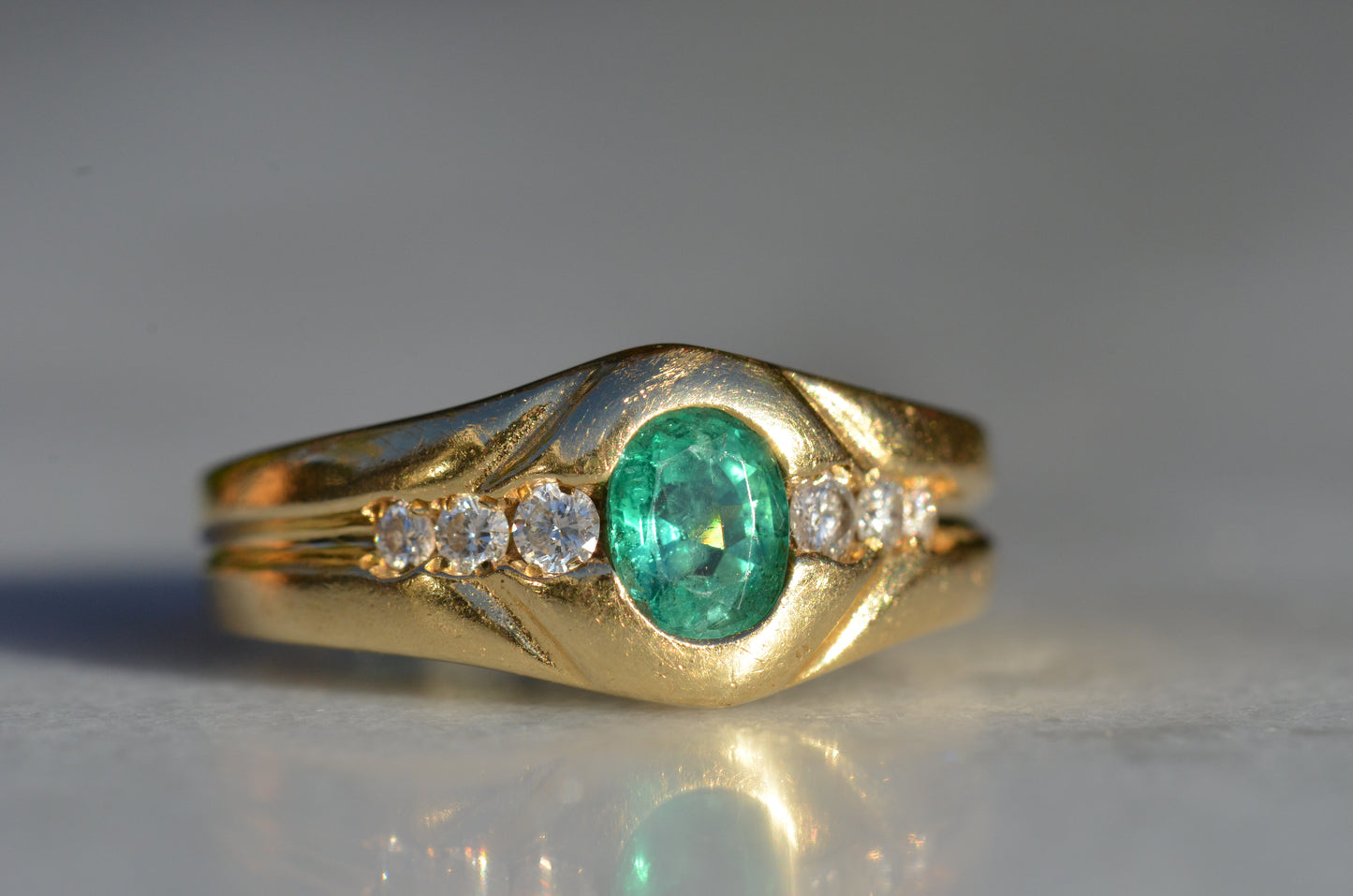 Heavy Glam French Emerald Ring