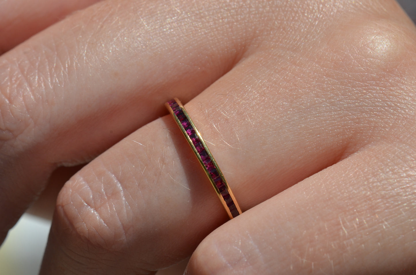 Slim Synthetic Ruby Eternity Band