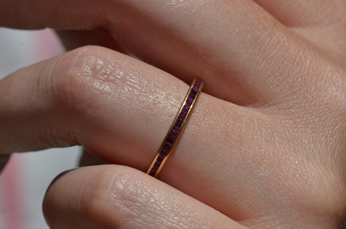 Slim Synthetic Ruby Eternity Band