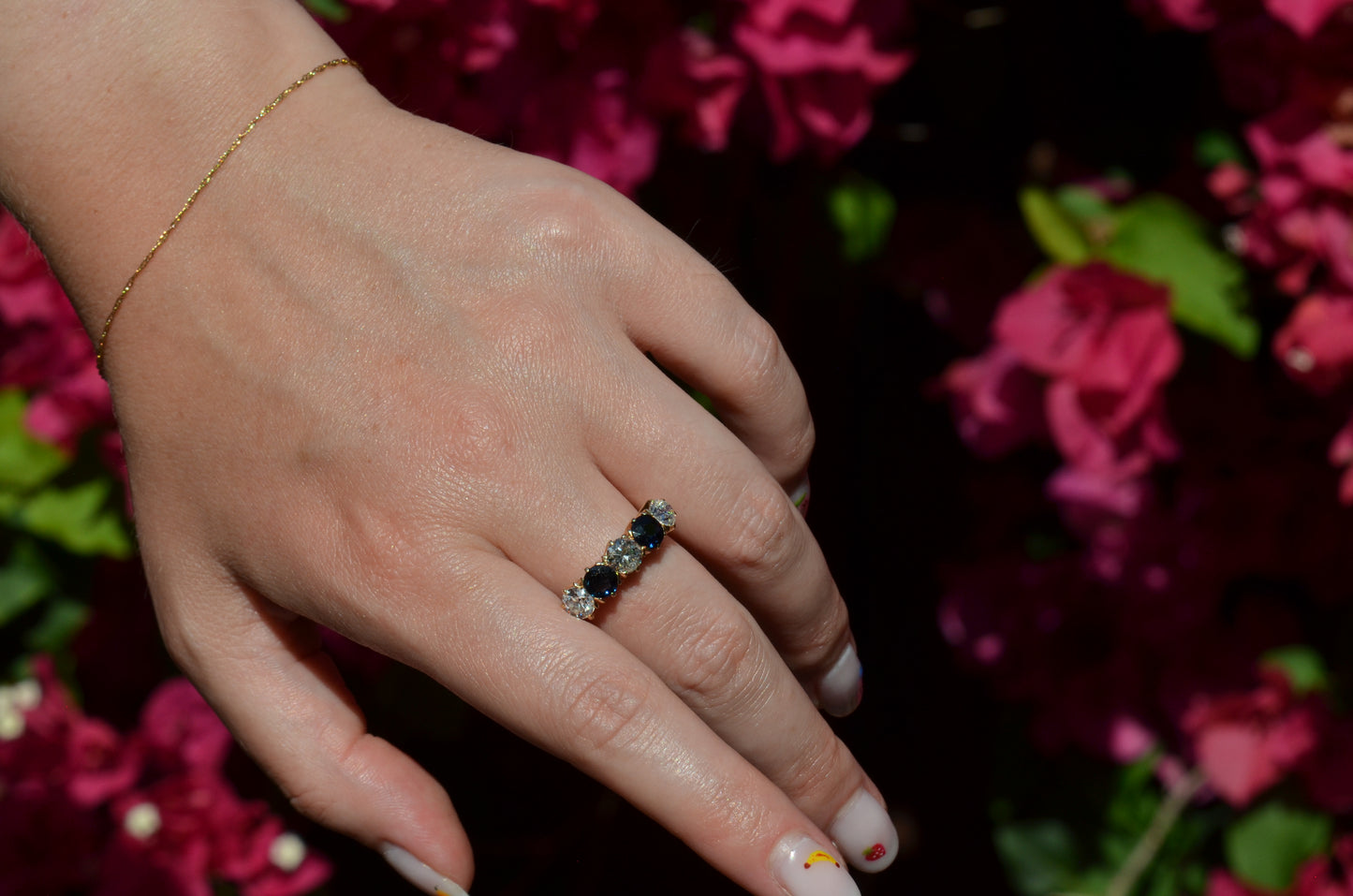 Dazzling Sapphire and Diamond Five Stone Band