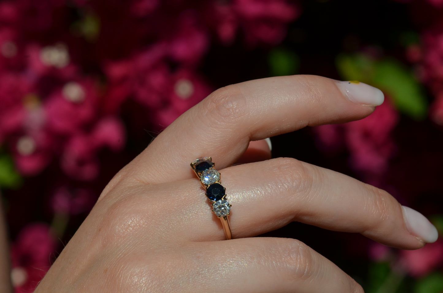 Dazzling Sapphire and Diamond Five Stone Band