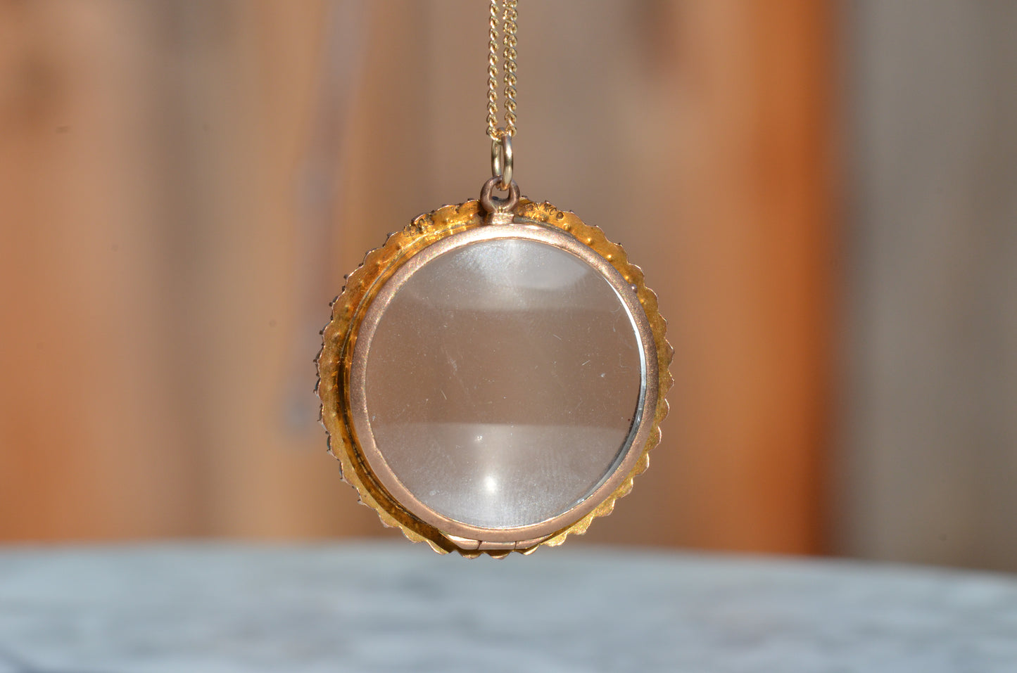 Darling Antique Pearl and Turquoise Glass Locket