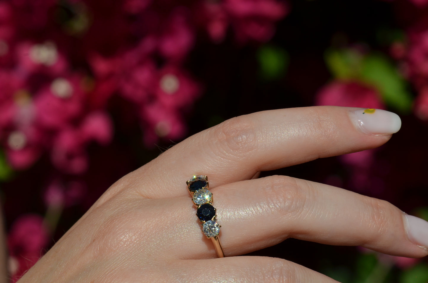 Dazzling Sapphire and Diamond Five Stone Band