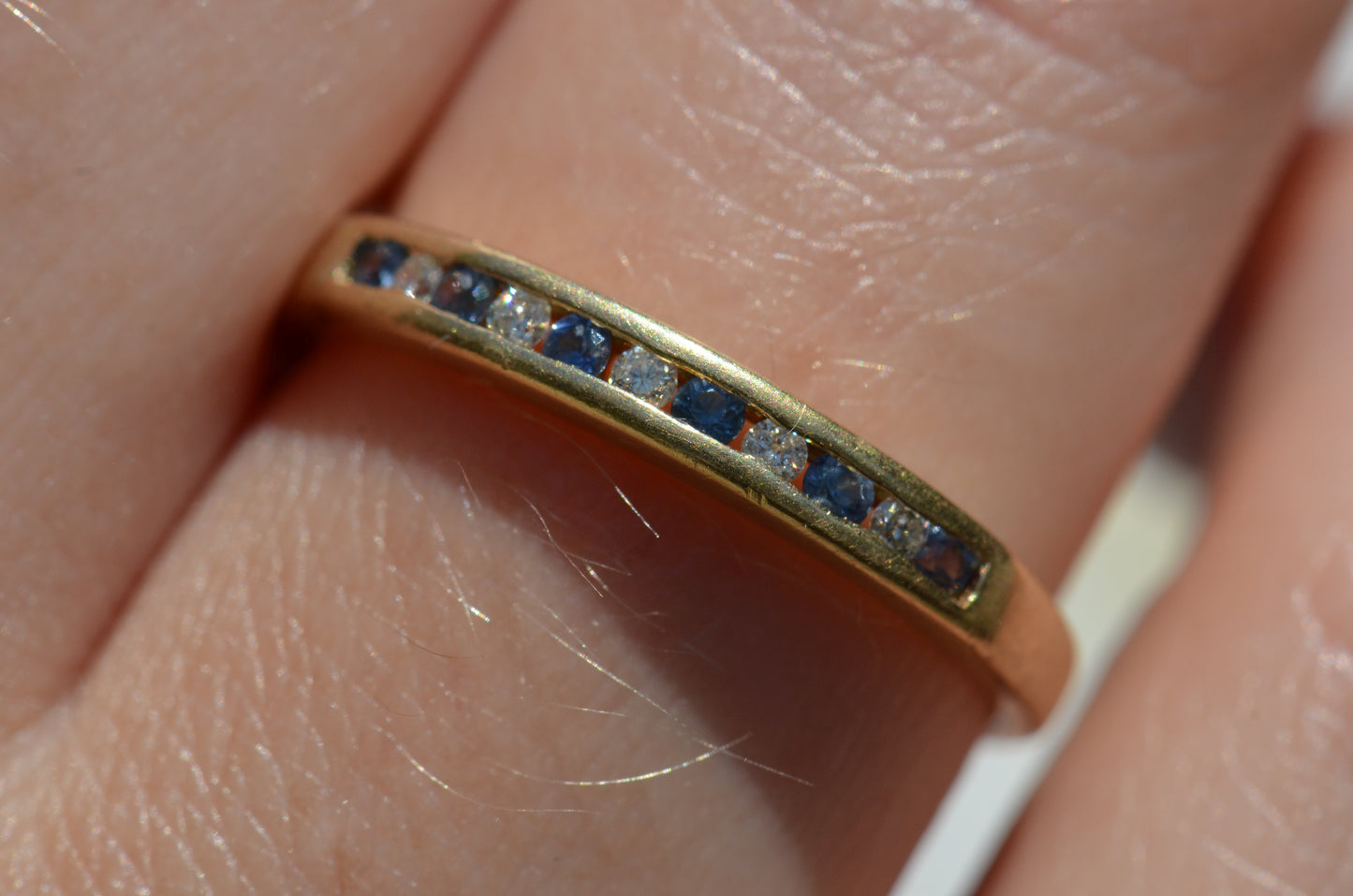 Cornflower Blue Sapphire and Diamond Half Eternity