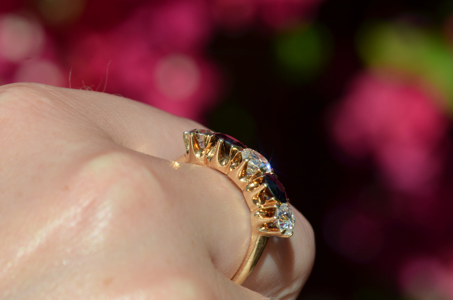 Dazzling Sapphire and Diamond Five Stone Band