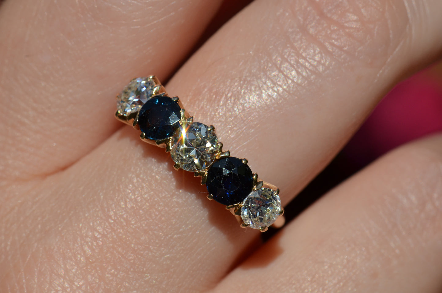 Dazzling Sapphire and Diamond Five Stone Band