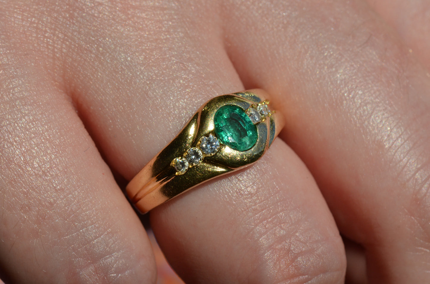 Heavy Glam French Emerald Ring