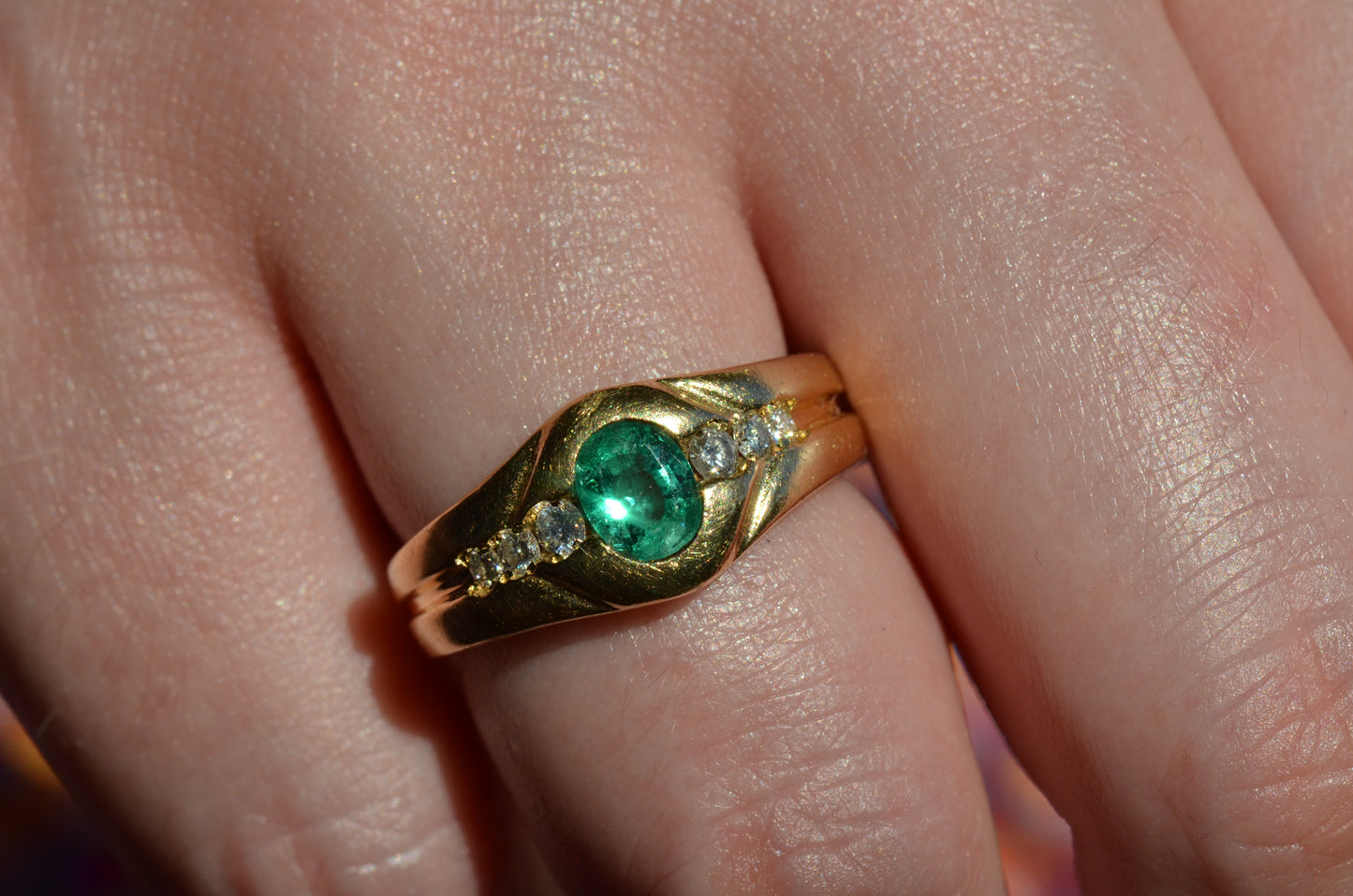 Heavy Glam French Emerald Ring