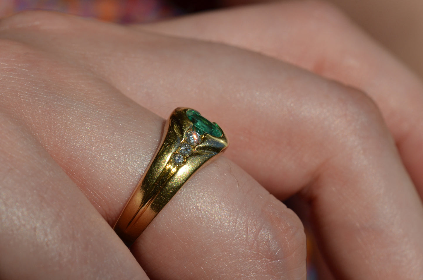 Heavy Glam French Emerald Ring