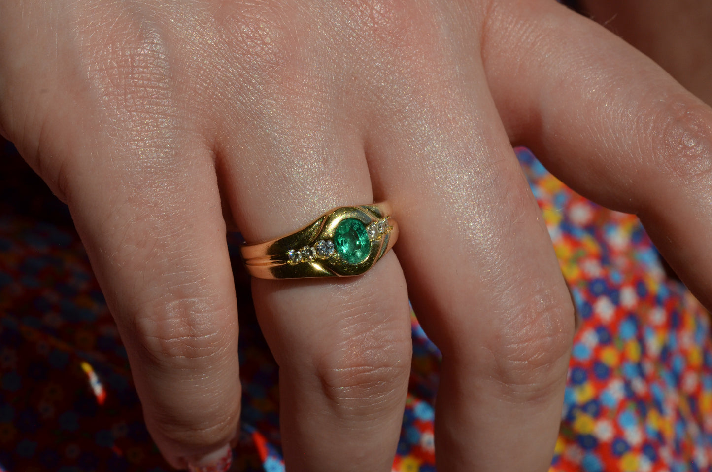 Heavy Glam French Emerald Ring