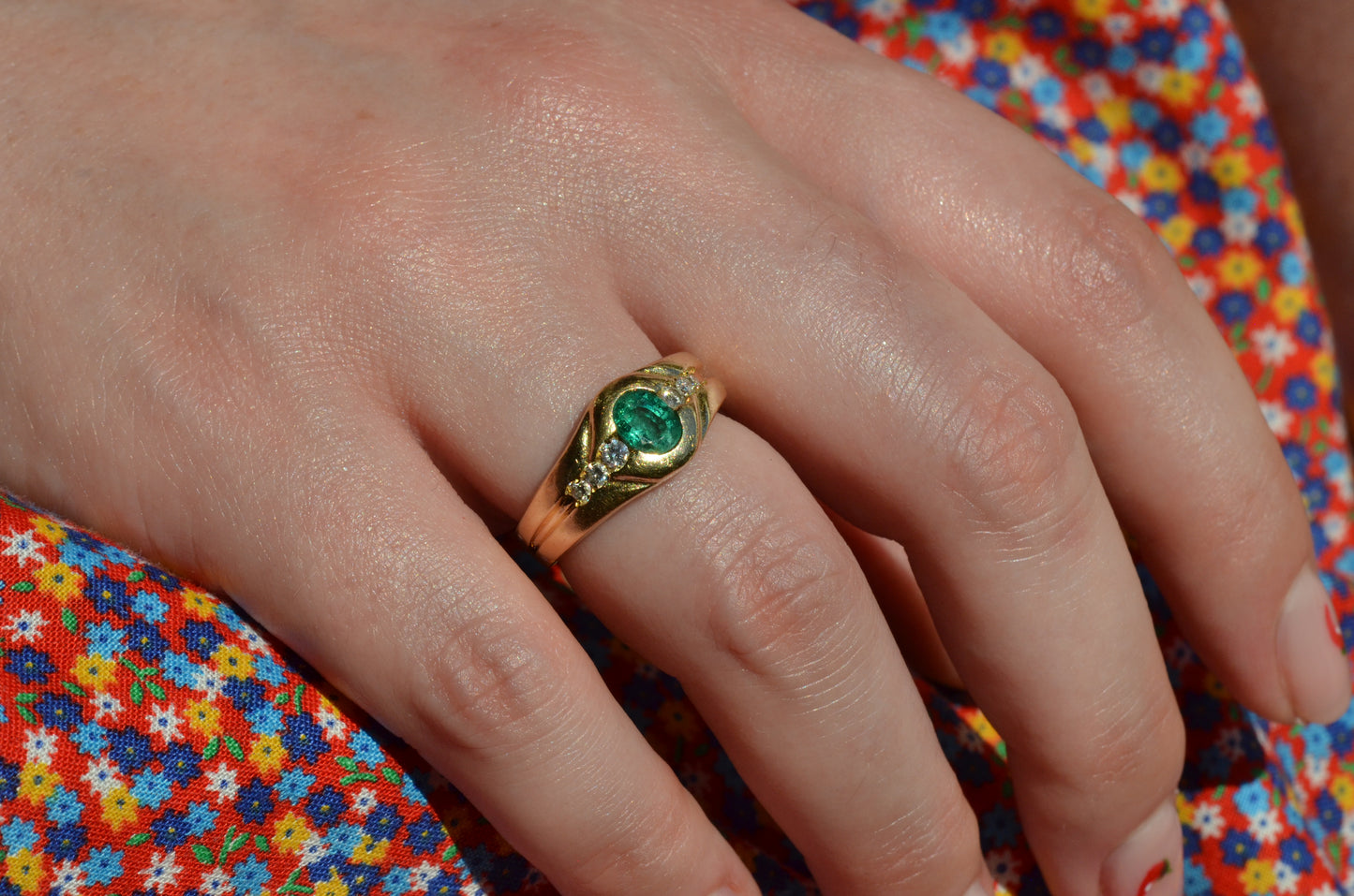 Heavy Glam French Emerald Ring