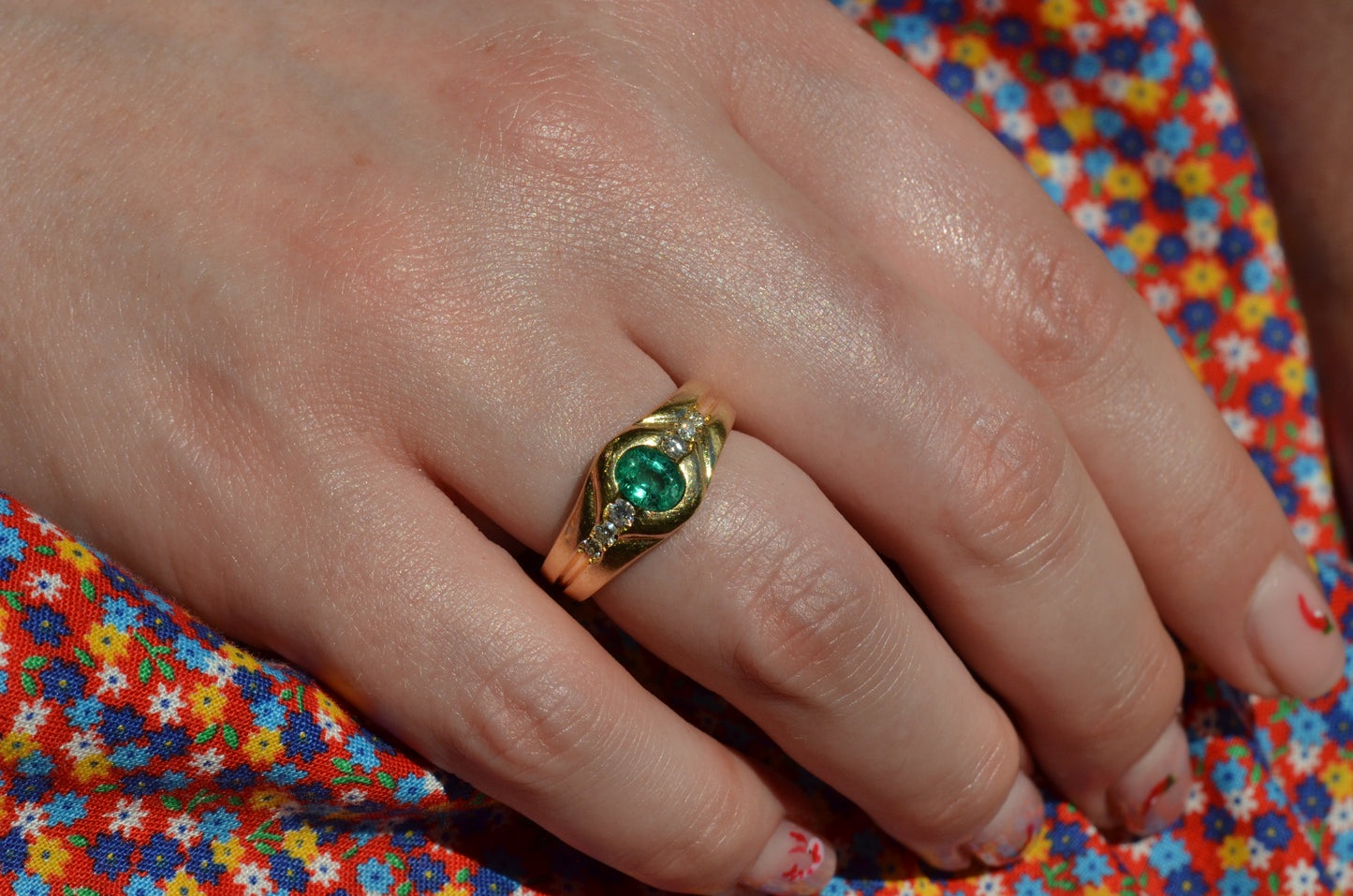 Heavy Glam French Emerald Ring