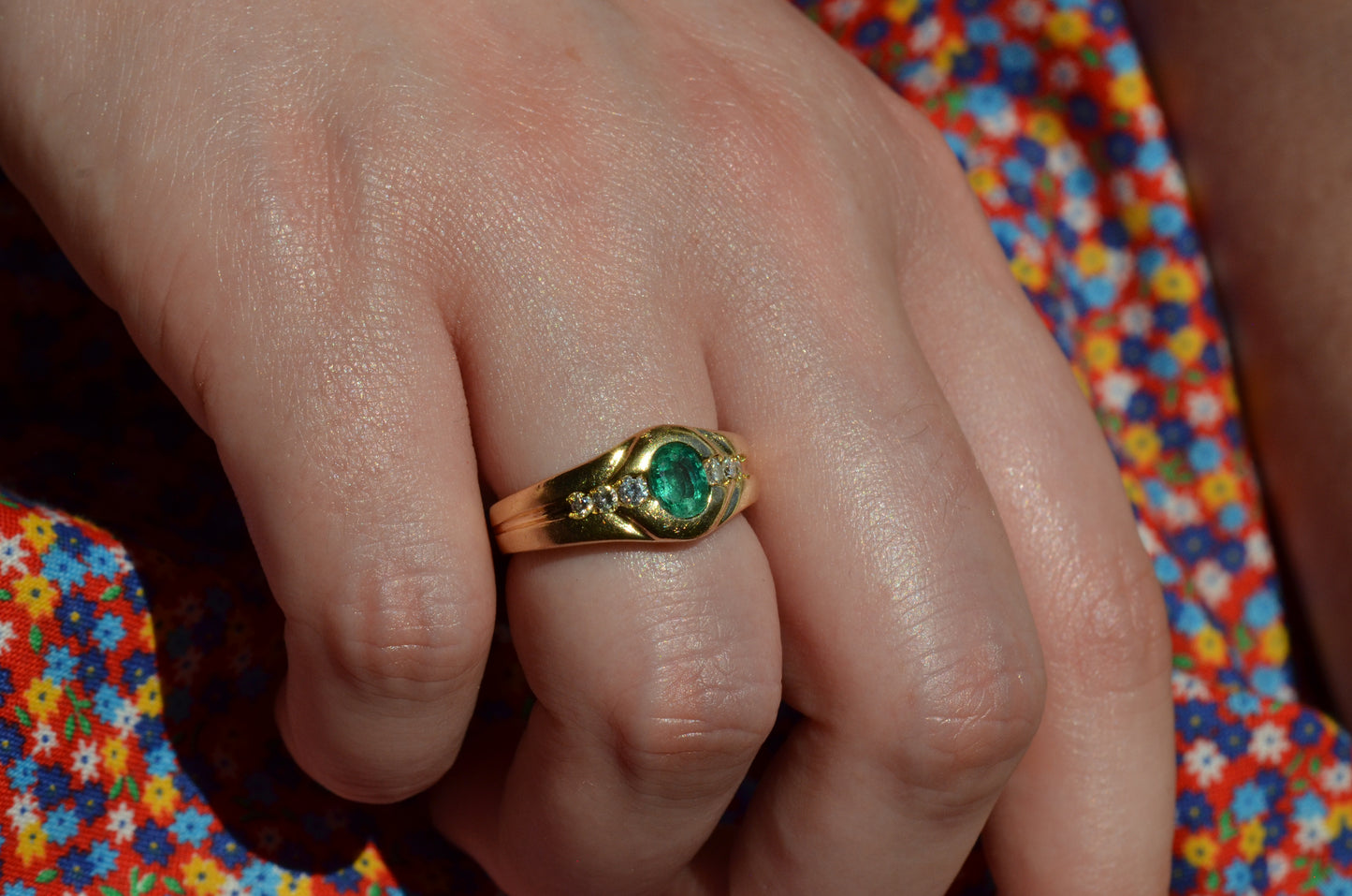 Heavy Glam French Emerald Ring