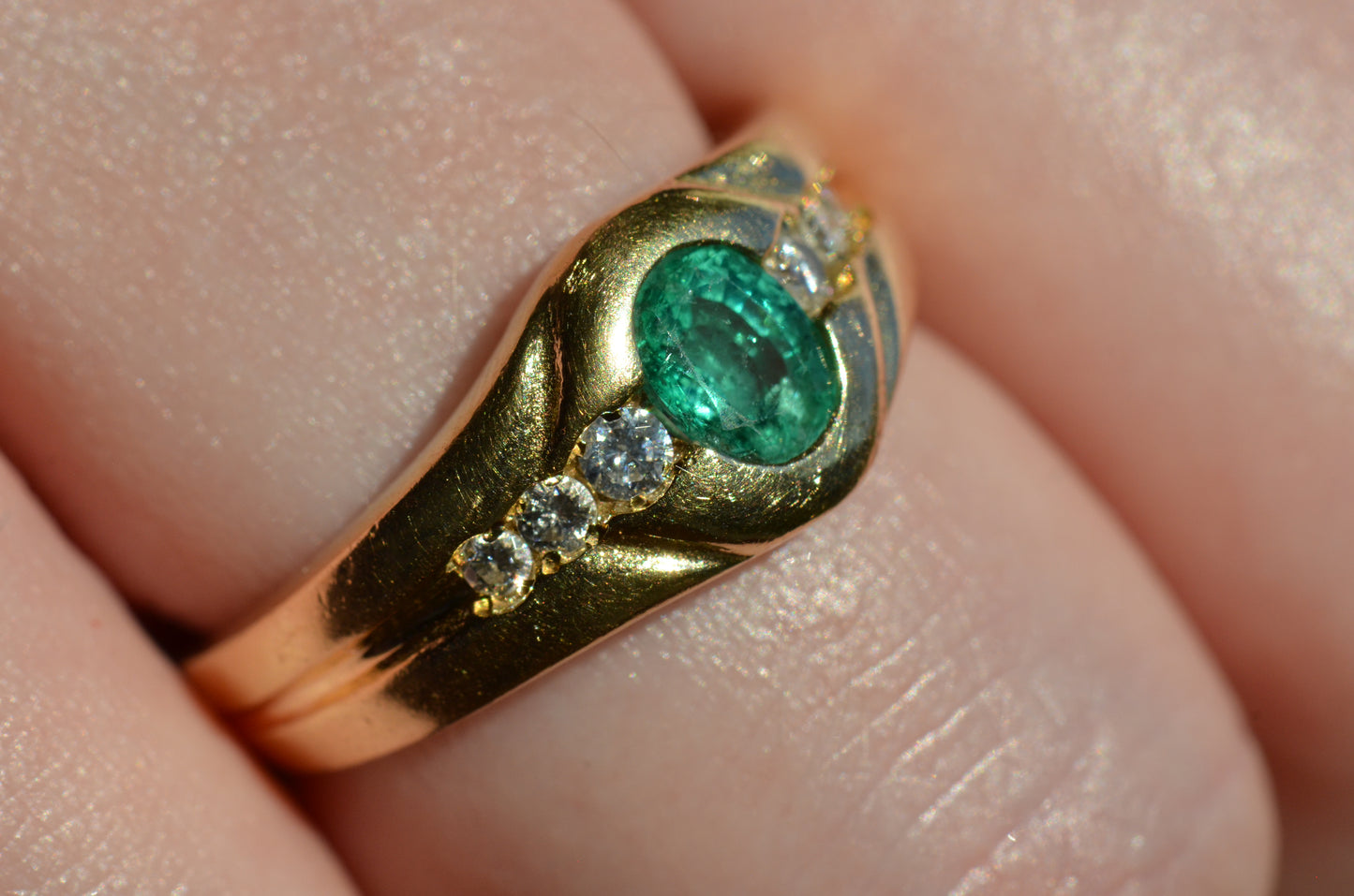 Heavy Glam French Emerald Ring
