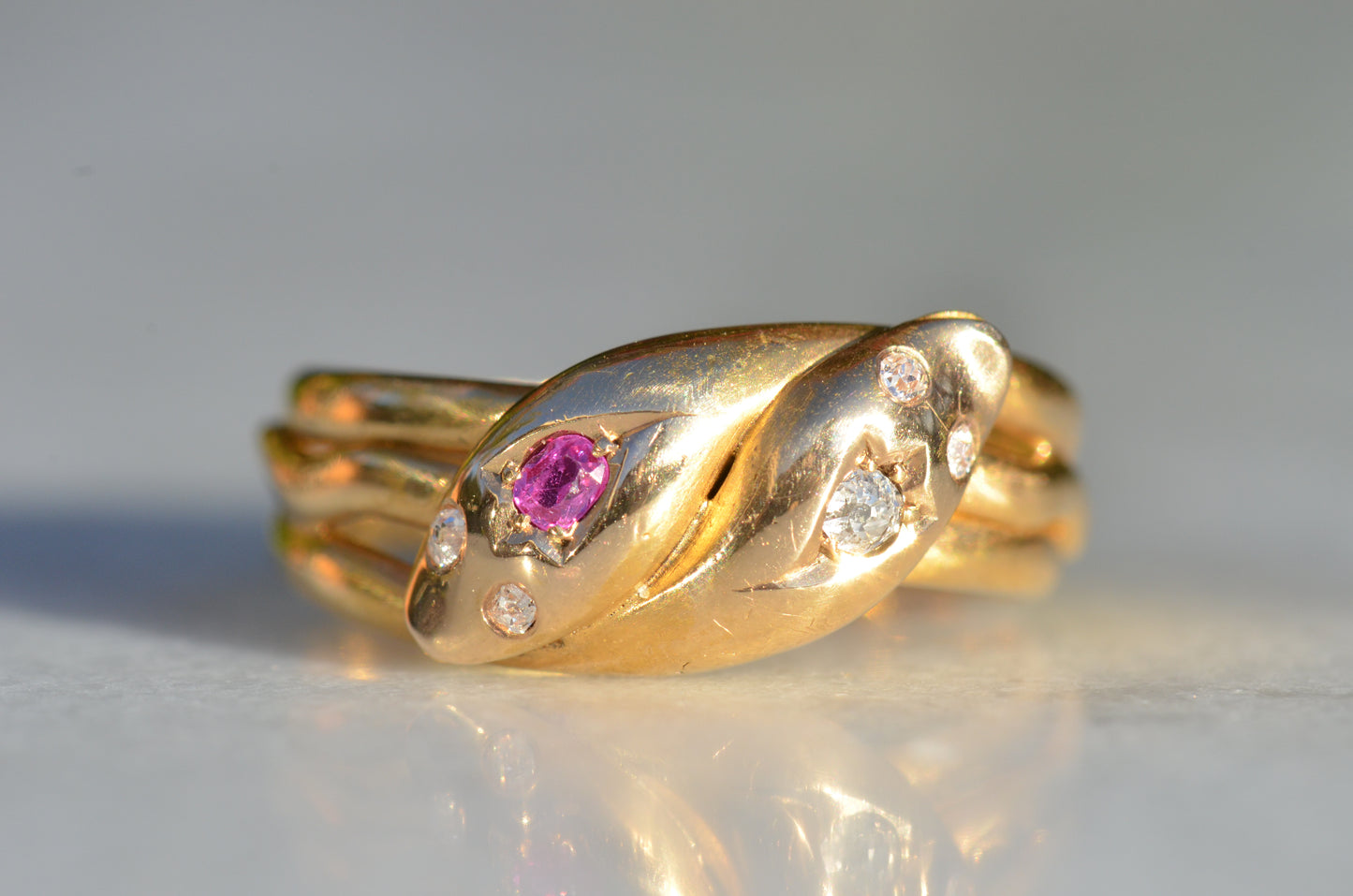 Romantic Victorian Twin Snakes Ring