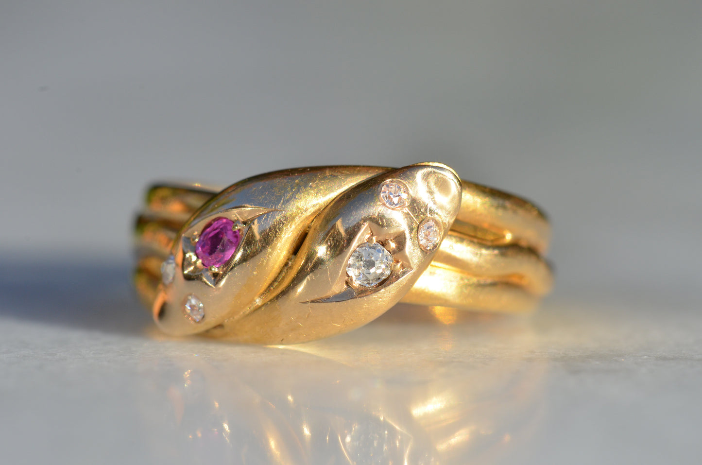 Romantic Victorian Twin Snakes Ring