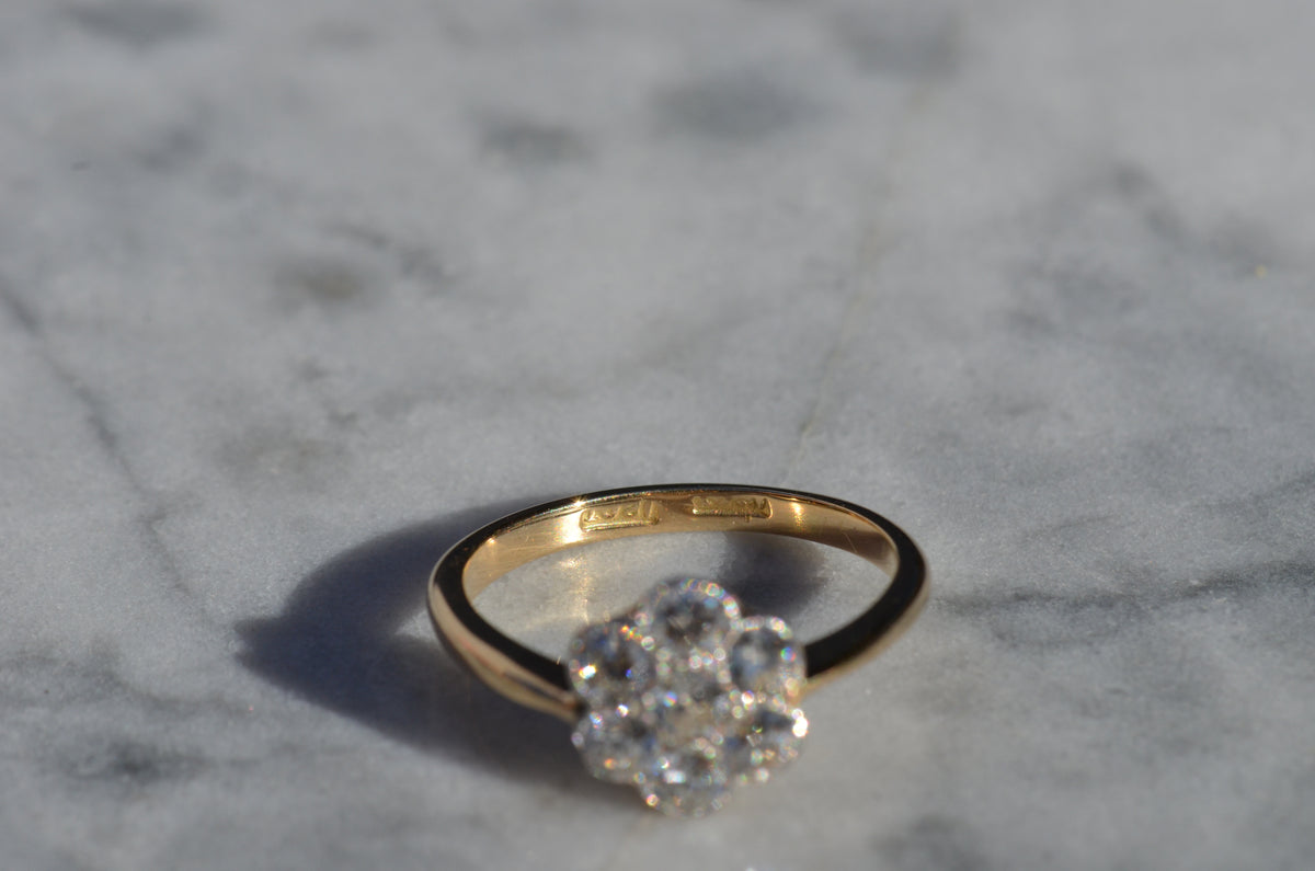 Elegant Vintage Diamond Daisy Ring