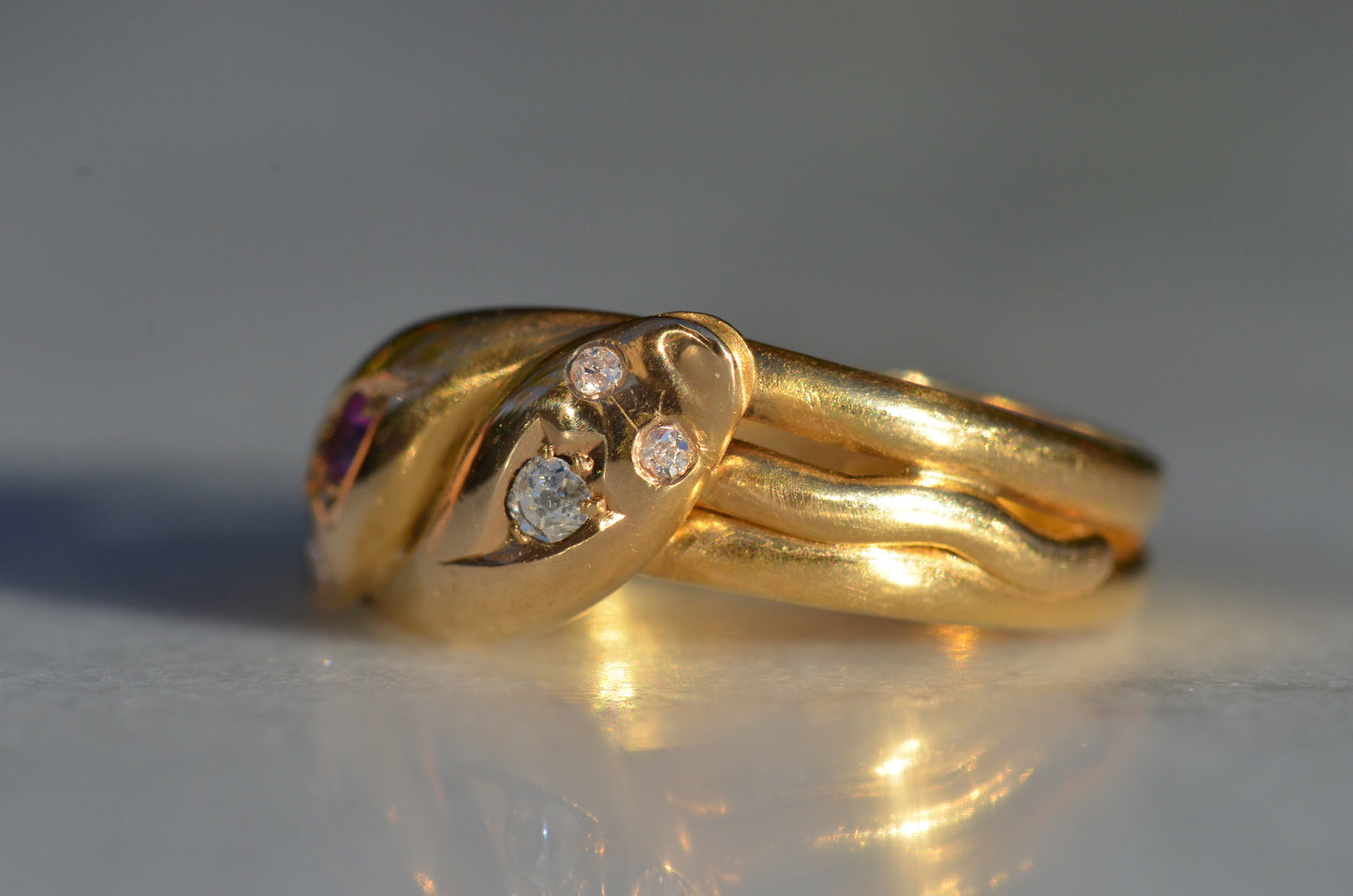 Romantic Victorian Twin Snakes Ring
