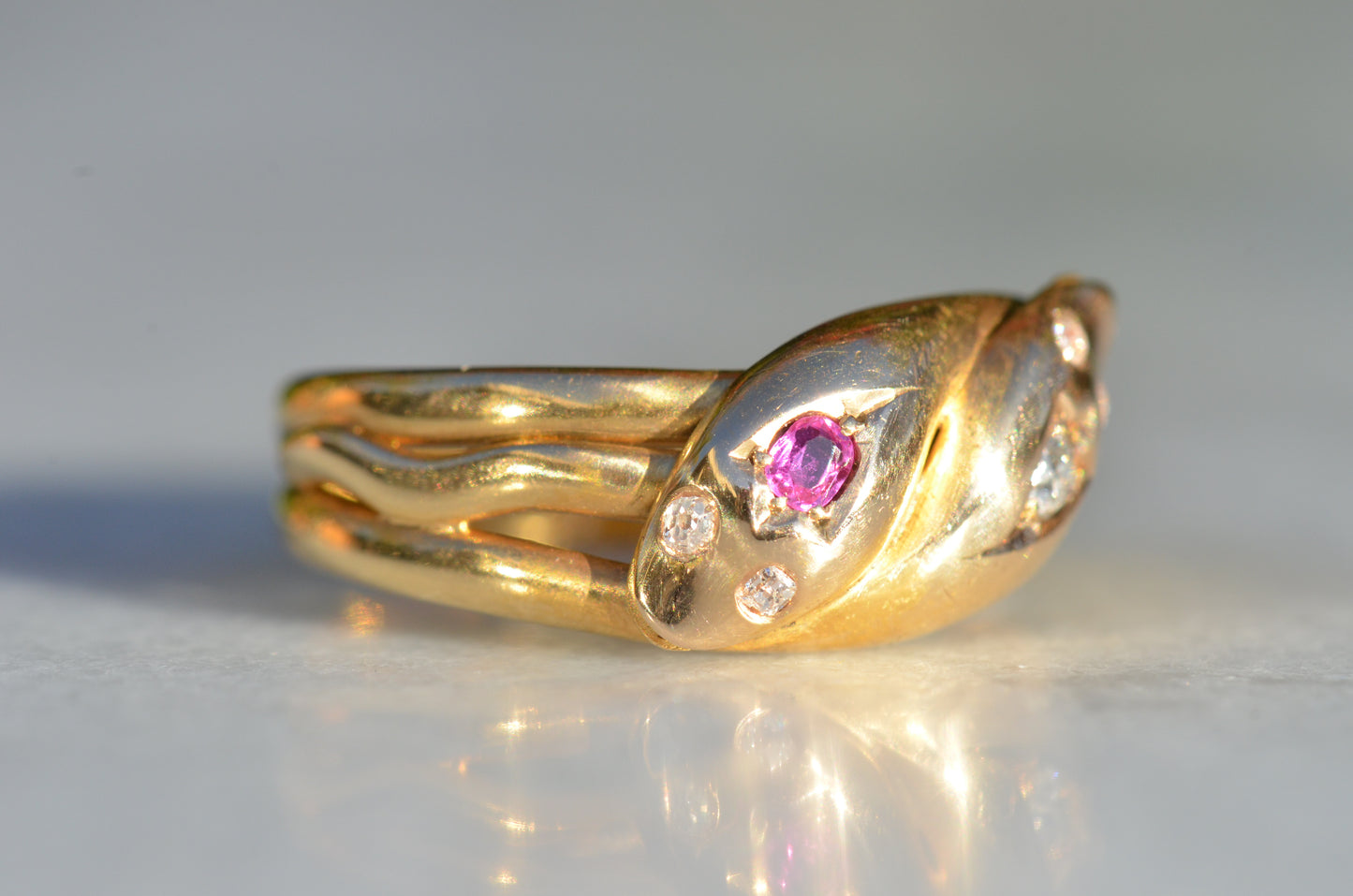 Romantic Victorian Twin Snakes Ring